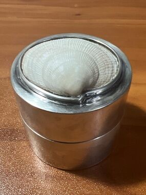 VINTAGE Sterling Silver Seashell Trinket Jewelry Coins Pillbox Handmade 73.7g